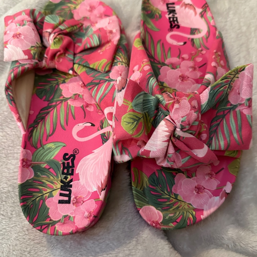 NEW LUK-EES FLAMINGO SLIDES/SANDALS SZ 40 - Picture 2 of 3